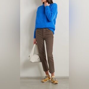 NWT RE/DONE 90s High Rise Loose Brown Jeans Distressed,Raw Hem Size 26